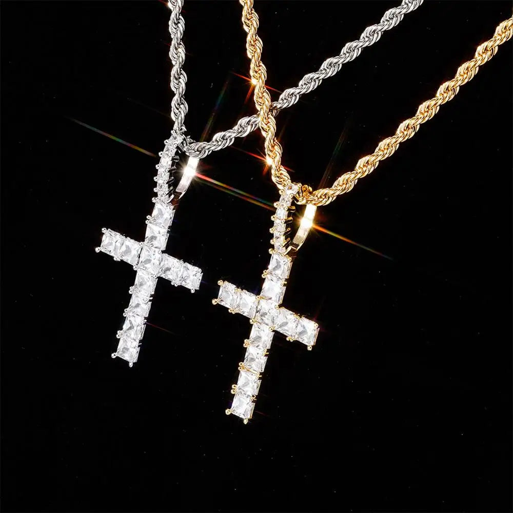 Princess Cut Cross Charm