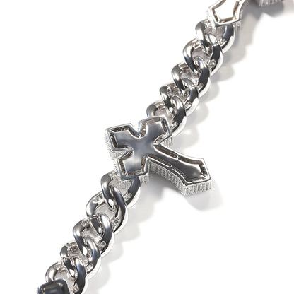 15mm Full Pave Cuban Baguette Gothic Cross Choker