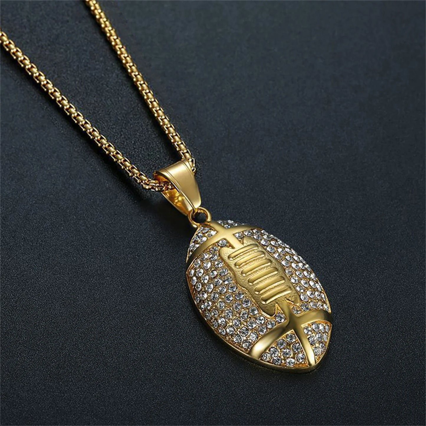 Paved Gold Football Charm