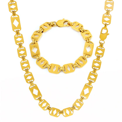 11mm Geometric Link Necklace & Bracelet Set