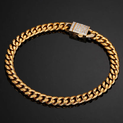 Cuban Link Pave Box Clasp Bracelet