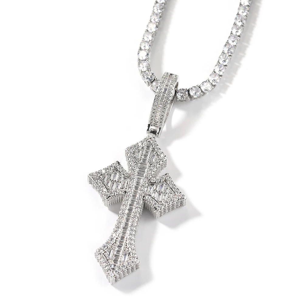 Baguette Paved Gothic Cross