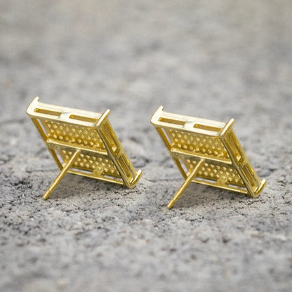 12mm Paved 10-Row Square Stud Earrings