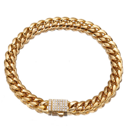 Cuban Link Pave Box Clasp Bracelet