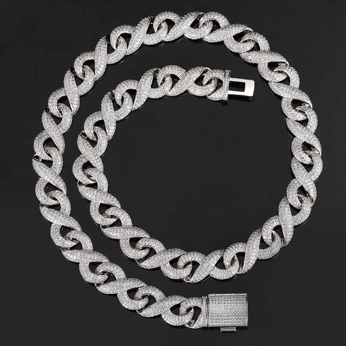 15mm Micro Paved Infinity Link Necklace