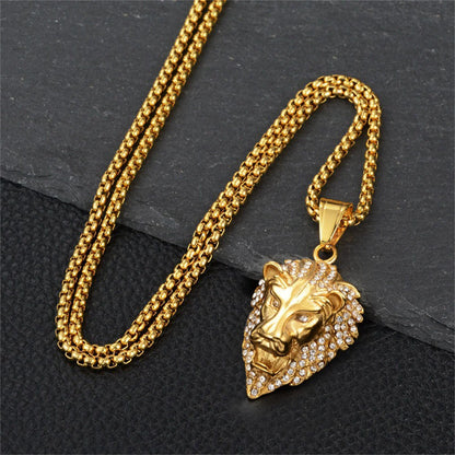 Paved Gold Roaring Lion Charm