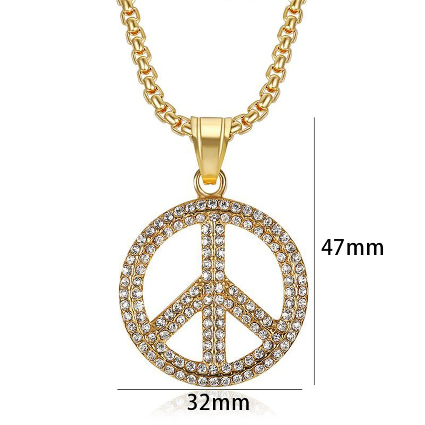 Full Pave Peace Sign Medallion