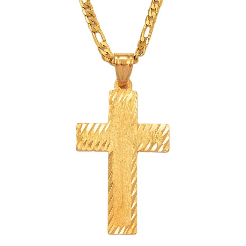 Riveted Gold Cross Charm