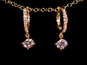 18K Gold Hanging CZ Hoop Earrings - All4Gold.com