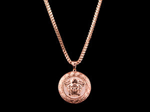 Rose Gold Micro Pave Medusa Head Pendant + Necklace - All4Gold.com