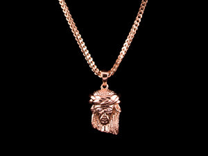 Rose Gold Jesus Piece + Necklace - All4Gold.com