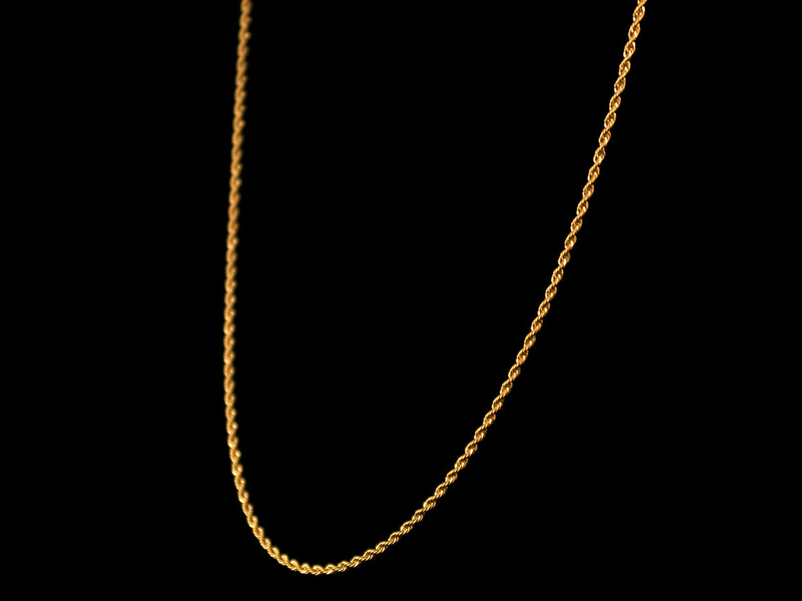 18K Gold 2mm Rope Necklace - All4Gold.com