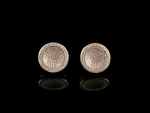 12mm Iced White Gold Round Cluster Earrings - All4Gold.com