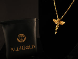 18K Gold CZ Crystal Inset Angel Charm - All4Gold.com