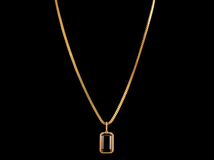 18K Gold Iced Black Crystal Pendant - All4Gold.com