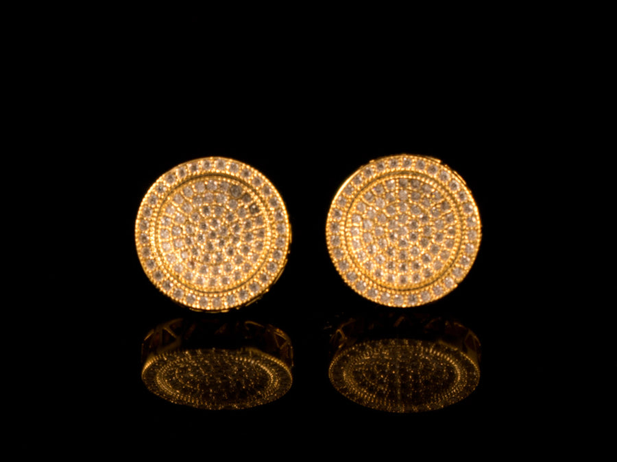 12mm Iced Gold Round Cluster Earrings - All4Gold.com