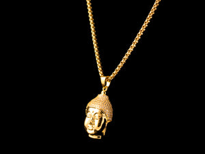 18K Gold Iced Crown Buddha Charm - All4Gold.com