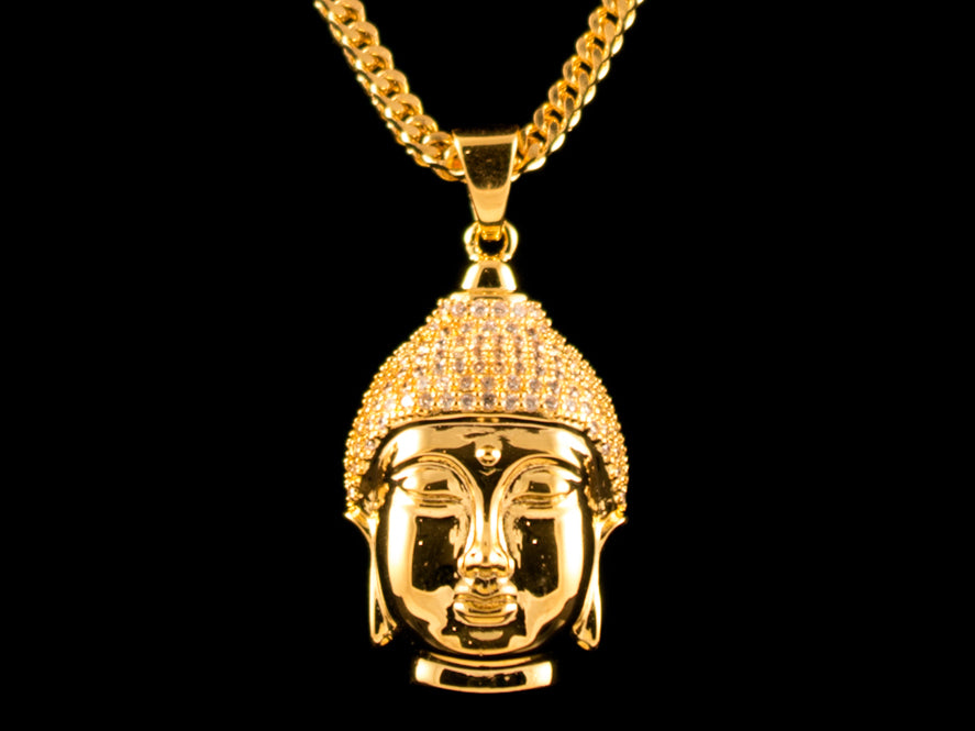 18K Gold Iced Crown Buddha Charm - All4Gold.com