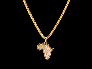 18K Gold Iced Africa Charm