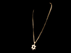 14K Gold Paved Star of David & Figaro Necklace